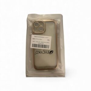 Gold Phone Case with Rhinestone Accents For IPhone 15